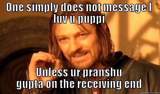 Luv u puppi - ONE SIMPLY DOES NOT MESSAGE I LUV U PUPPI UNLESS UR PRANSHU GUPTA ON THE RECEIVING END Boromir