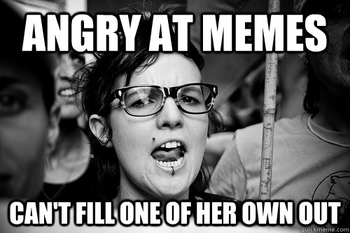 angry at memes can't fill one of her own out  Hypocrite Feminist