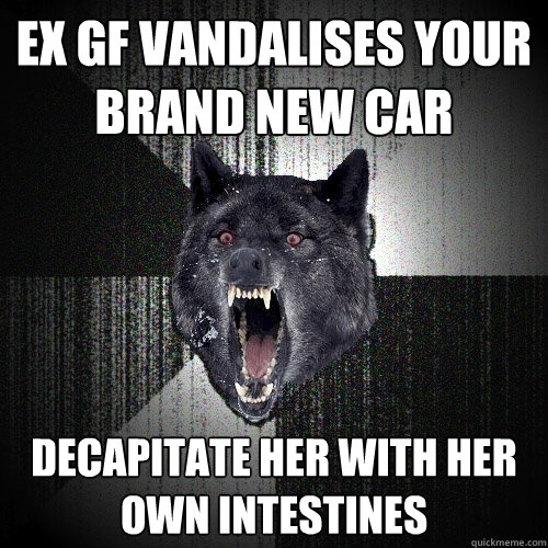 Ex GF vandalises your Brand new car  decapitate her with her own intestines - Ex GF vandalises your Brand new car  decapitate her with her own intestines  Insanity Wolf