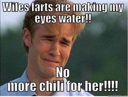 WIFES FARTS ARE MAKING MY EYES WATER!! NO MORE CHILI FOR HER!!!! 1990s Problems