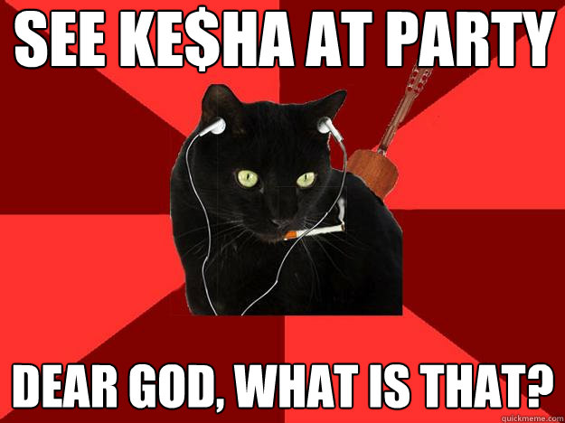 see ke$ha at party dear god, what is that?  Berklee Cat