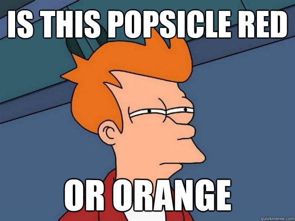 Is this popsicle red or orange - Is this popsicle red or orange  Futurama Fry