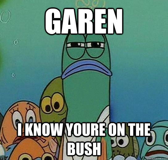 garen i know youre on the bush  Serious fish SpongeBob