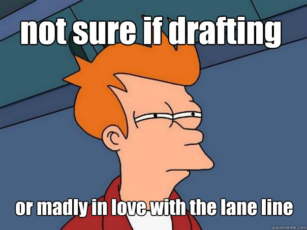 not sure if drafting or madly in love with the lane line  Futurama Fry