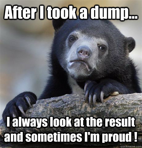 After I took a dump... I always look at the result and sometimes I'm proud !  Confession Bear