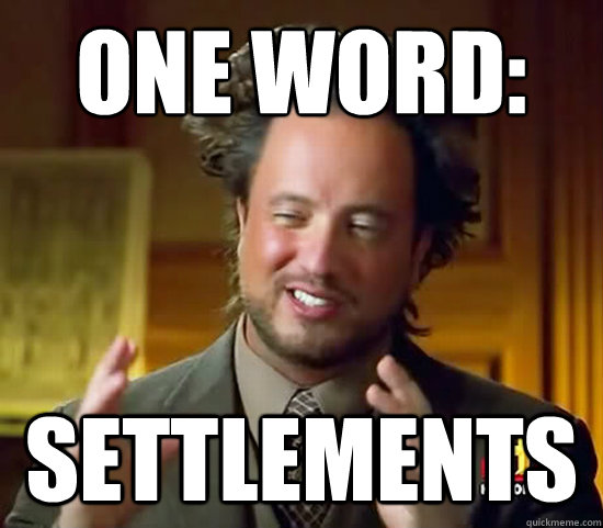 One word: Settlements  Ancient Aliens