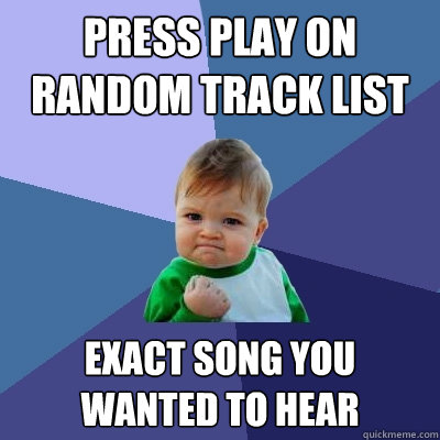 press play on random track list exact song you wanted to hear  Success Kid