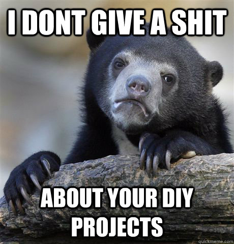 i dont give a shit about your DIY projects  Confession Bear