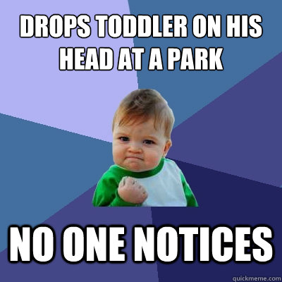 Drops toddler on his head at a park No one notices  Success Kid