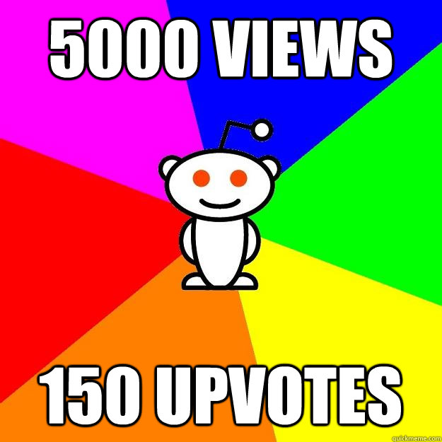 5000 views 150 upvotes  Reddit Alien