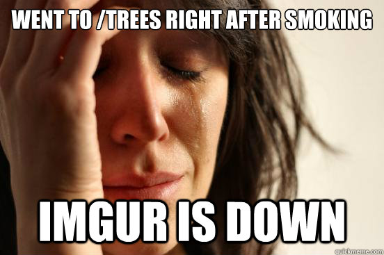 went to /trees right after smoking imgur is down  First World Problems