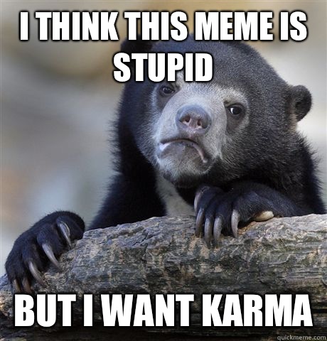 I think this meme is stupid  but I want karma  Confession Bear