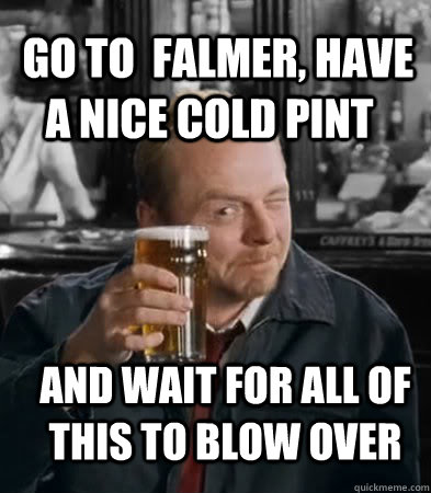   Go to  falmer, have a nice cold pint and wait for all of this to blow over  Shaun of The Dead