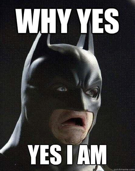 why yes yes i am - why yes yes i am  Awkward Moment Batman