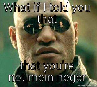 mein neger - WHAT IF I TOLD YOU THAT YOU'RE NOT MEIN NEGER Matrix Morpheus