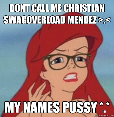 DONT CALL ME CHRISTIAN SWAGOVERLOAD MENDEZ >.< MY NAMES PUSSY *.*  Hipster Ariel