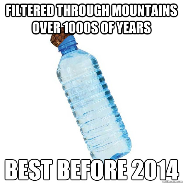 Filtered through mountains over 1000s of years Best Before 2014  