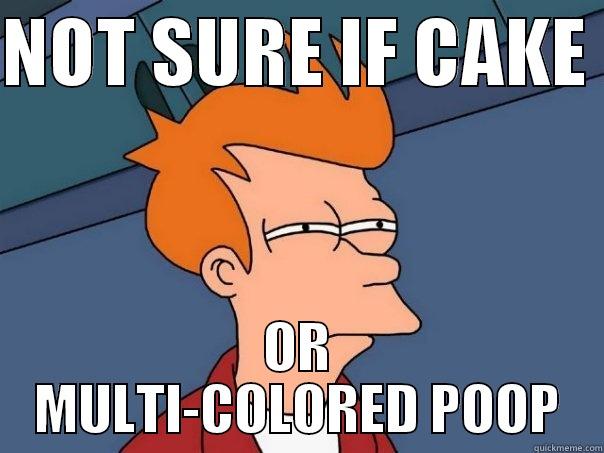 NOT SURE IF CAKE  OR MULTI-COLORED POOP Futurama Fry