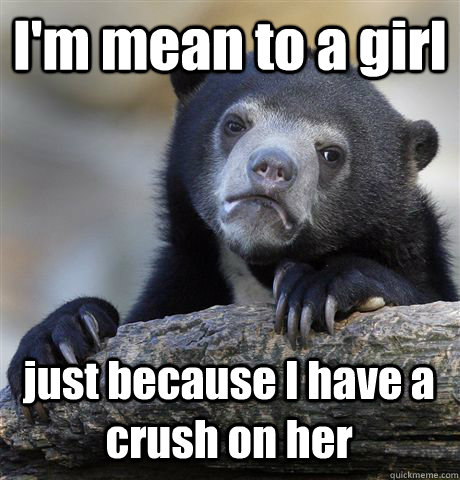 I'm mean to a girl just because I have a crush on her  Confession Bear