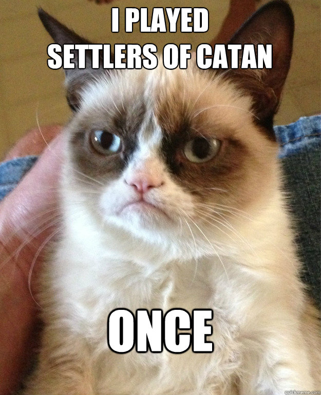 i played 
settlers of catan once  Grumpy Cat