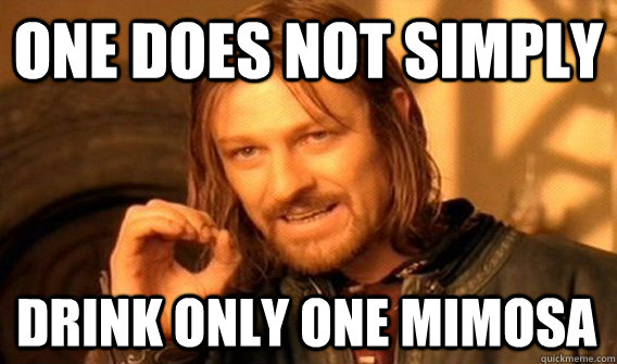 ONE DOES NOT SIMPLY DRINK ONLY ONE MIMOSA - ONE DOES NOT SIMPLY DRINK ONLY ONE MIMOSA  One Does Not Simply