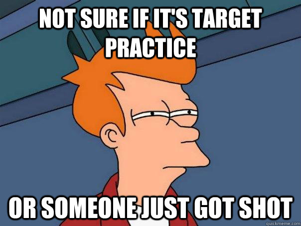 Not sure if it's target practice Or someone just got shot - Not sure if it's target practice Or someone just got shot  Futurama Fry