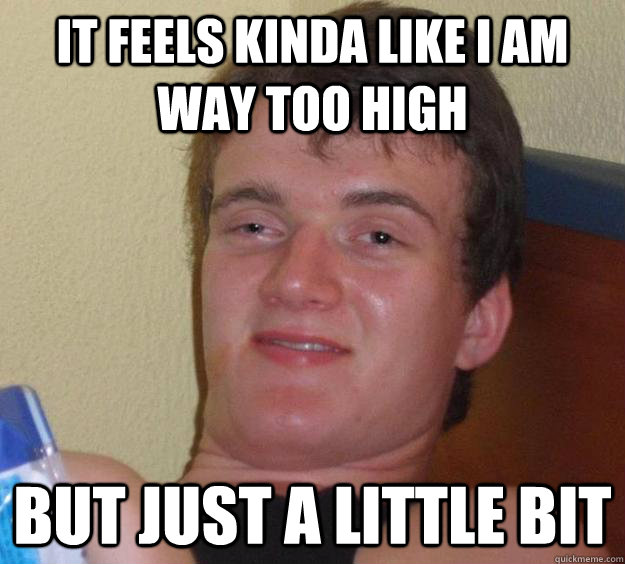 It feels kinda like I am way too high  but just a little bit - It feels kinda like I am way too high  but just a little bit  10 Guy