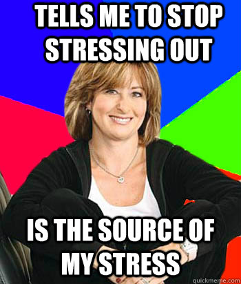 TELLS ME TO STOP STRESSING OUT IS THE SOURCE OF MY STRESS - TELLS ME TO STOP STRESSING OUT IS THE SOURCE OF MY STRESS  Sheltering Suburban Mom