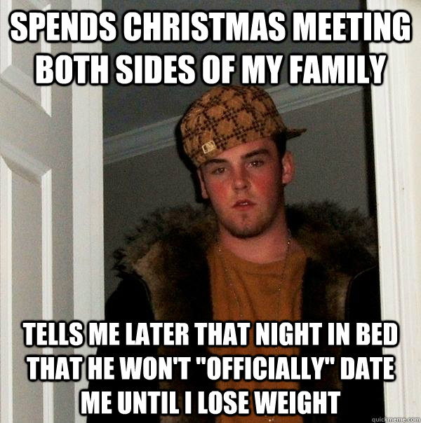 Spends christmas meeting both sides of my family tells me later that night in bed that he won't 