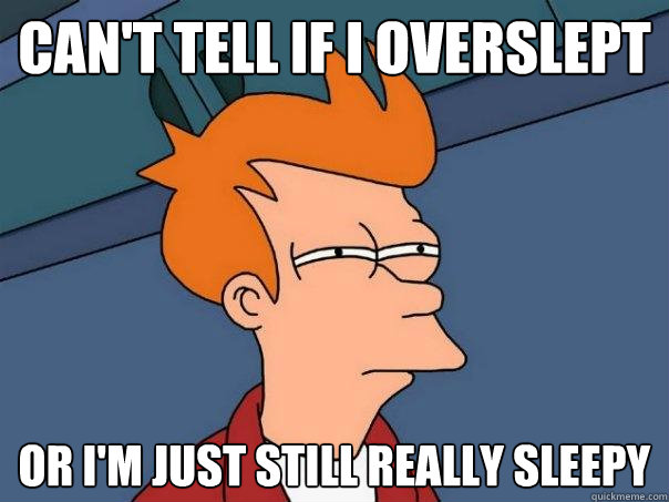 Can't tell if I overslept or I'm just still really sleepy - Can't tell if I overslept or I'm just still really sleepy  Futurama Fry