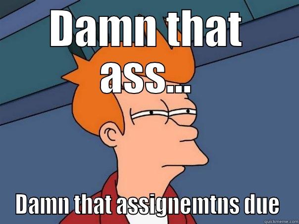 DAMN THAT ASS... DAMN THAT ASSIGNEMTNS DUE Futurama Fry