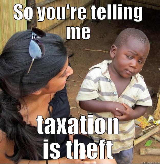 SO YOU'RE TELLING ME TAXATION IS THEFT Skeptical Third World Kid