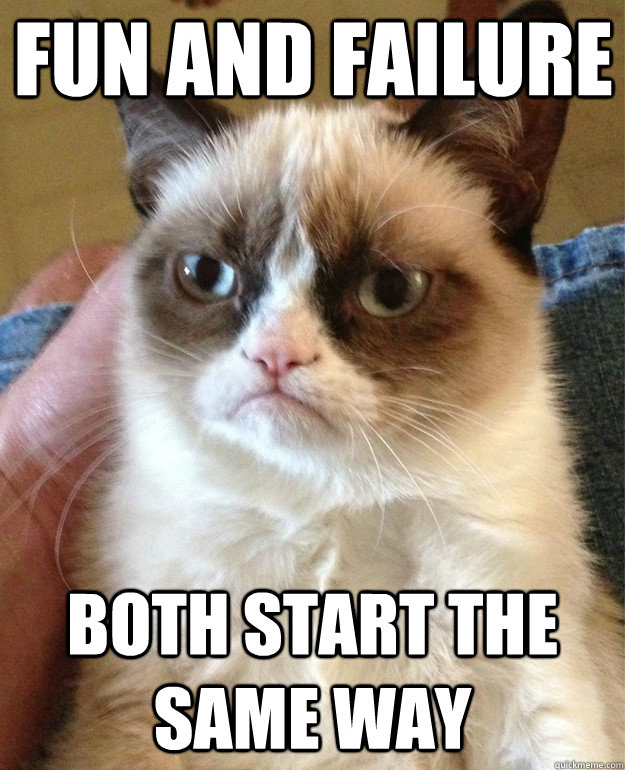 fun and failure both start the same way  Grumpy Cat