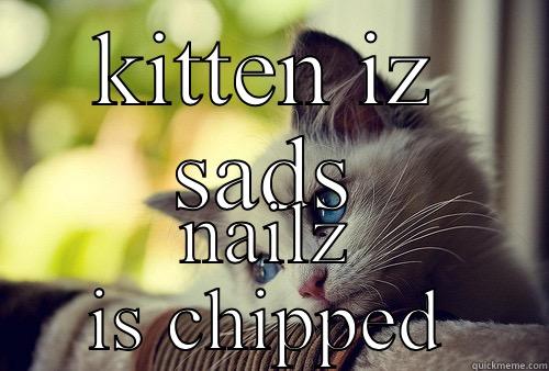 KITTEN IZ SADS NAILZ IS CHIPPED First World Problems Cat