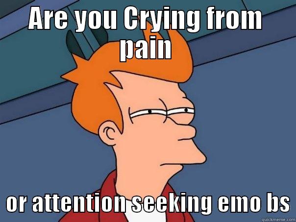 ARE YOU CRYING FROM PAIN   OR ATTENTION SEEKING EMO BS Futurama Fry