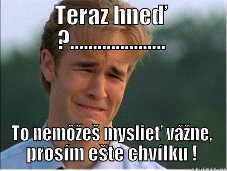 TERAZ HNEĎ ?..................... TO NEMÔŽEŠ MYSLIEŤ VÁŽNE, PROSÍM EŠTE CHVÍLKU ! 1990s Problems