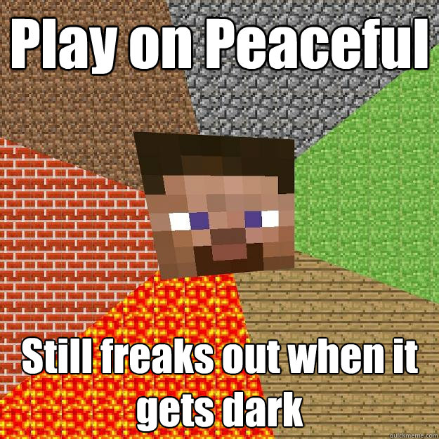 Play on Peaceful Still freaks out when it gets dark - Play on Peaceful Still freaks out when it gets dark  Minecraft