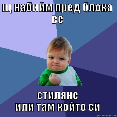 Щ НАБИЙМ ПРЕД БЛОКА ВЕ СТИЛЯНЕ ИЛИ ТАМ КОЙТО СИ Success Kid