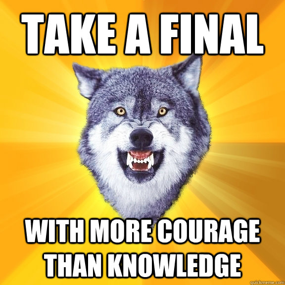 take a final with more courage than knowledge  Courage Wolf