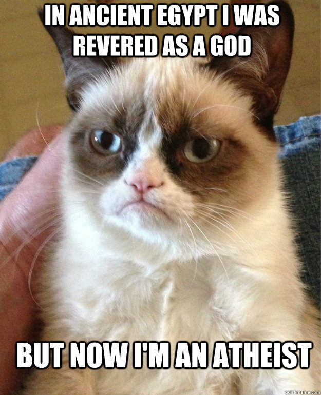 In ancient egypt i was revered as a god But now i'm an atheist  Grumpy Cat