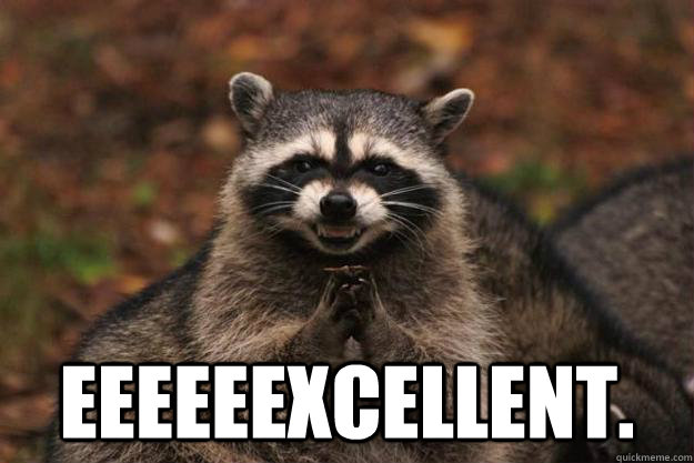  eeeeeexcellent. -  eeeeeexcellent.  Evil Plotting Raccoon