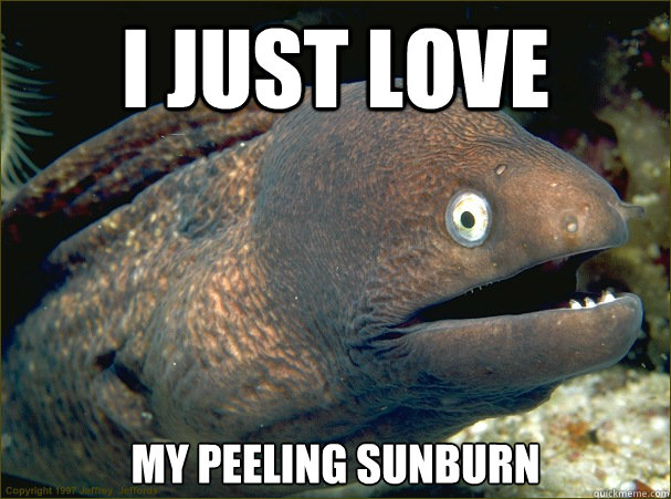 i just love my peeling sunburn  Bad Joke Eel