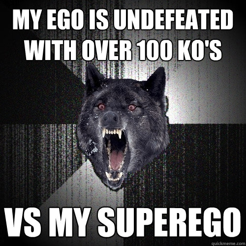 my ego is undefeated with over 100 ko's vs my superego  Insanity Wolf