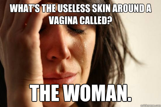 What's the useless skin around a vagina called? The woman.  First World Problems