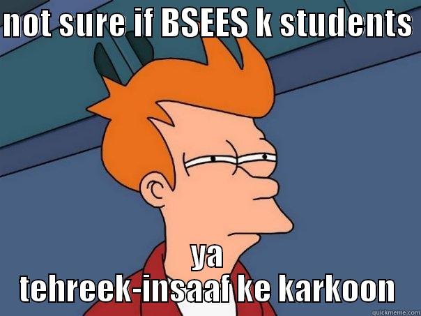 NOT SURE IF BSEES K STUDENTS  YA TEHREEK-INSAAF KE KARKOON Futurama Fry