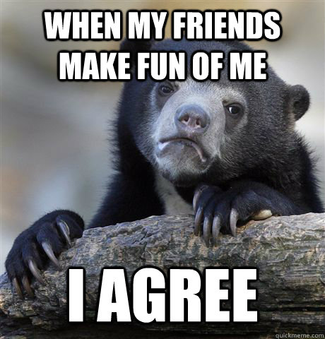 when my friends make fun of me i agree  Confession Bear