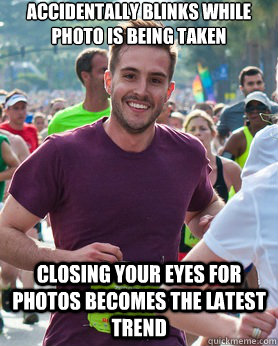 Accidentally blinks while photo is being taken closing your eyes for photos becomes the latest trend  Ridiculously photogenic guy