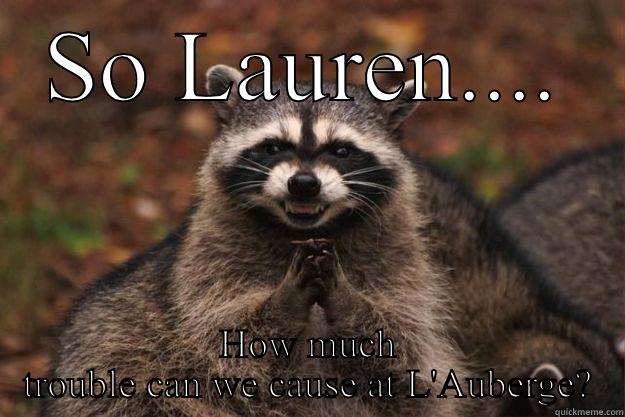 SO LAUREN.... HOW MUCH TROUBLE CAN WE CAUSE AT L'AUBERGE? Evil Plotting Raccoon