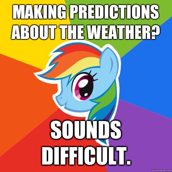 Making predictions about the weather? Sounds difficult.  Rainbow Dash