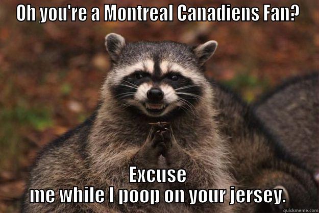 OH YOU'RE A MONTREAL CANADIENS FAN? EXCUSE ME WHILE I POOP ON YOUR JERSEY. Evil Plotting Raccoon